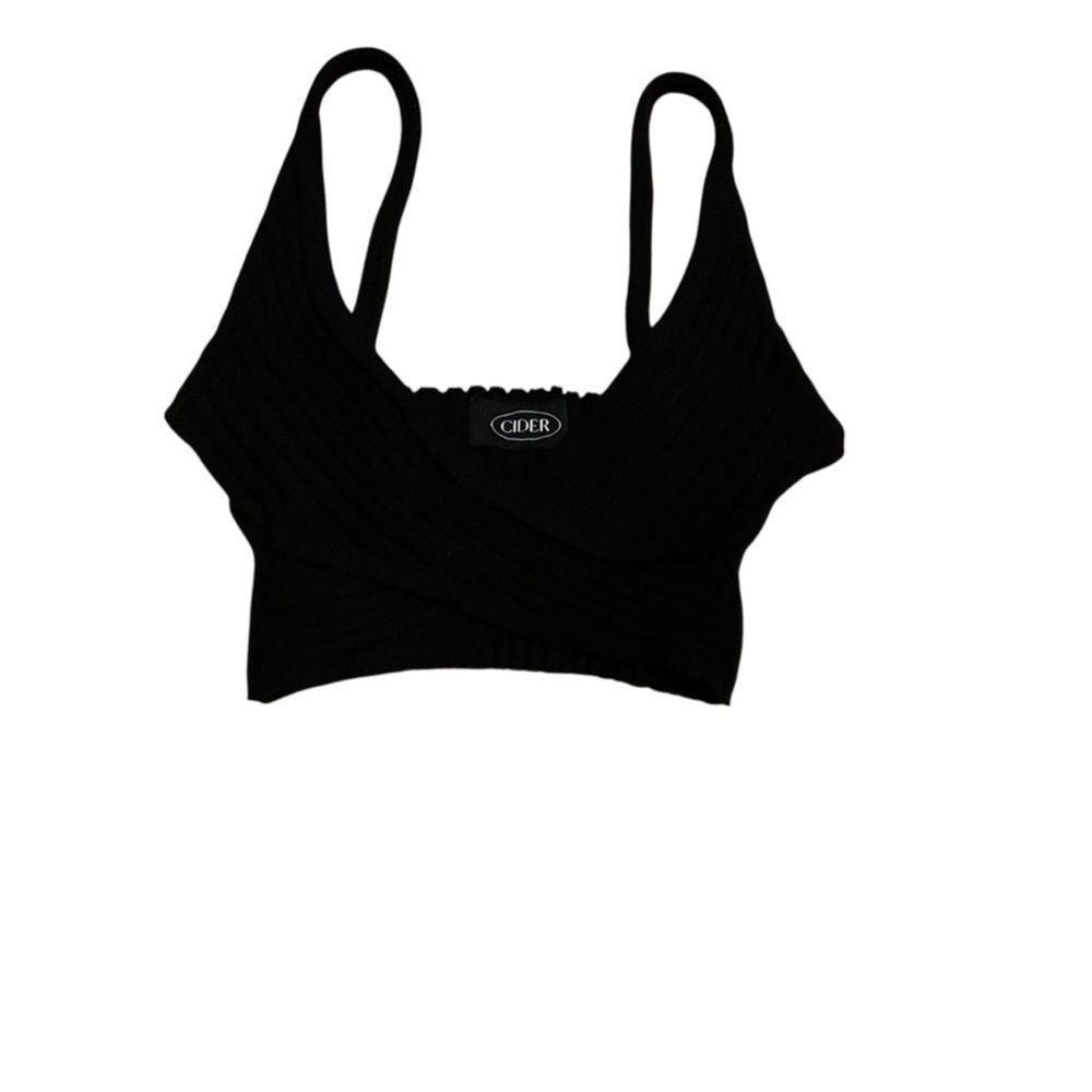Cider Black Ribbed Crop Top streetwear y2k‎ club festival concert